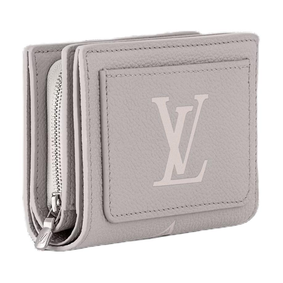 LOUIS VUITTON Cow Leather Wallet Women's Blossom Gray With Quartz Gray
