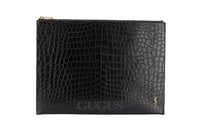 SAINT LAURENT Monogram Leather Clutch Men's Black