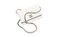 CHANEL Grained Shiny Calfskin Wallet Women's White