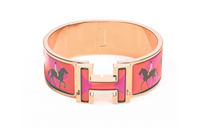 HERMES Enamel Rose Gold-Plated Bangles Women's Gold