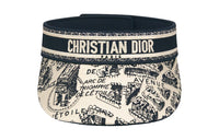 DIOR Cotton Blend Embroidered Fabric Sun Protection Hats Women's Marine Blue