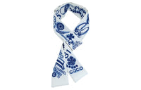 CHANEL Silk Scarves Men's White Blue