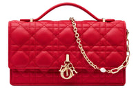 DIOR Lady Dior Lambskin Shoulder Bag Crossbody Bag Handbag Women's Red
