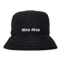 MIU MIU Rayon Bucket Hats Unisex Black