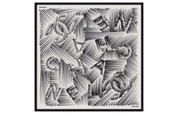 CHANEL Silk Scarves Women's Black/White