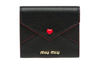 MIU MIU Madras Leather Card Holder Women's Black