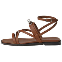 HERMES June Sandal Strap Sandals Women's Dark Brown