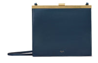 CELINE Clasp Natural Calfskin Shoulder Bag Crossbody Bag Mini Women's Dark Blue