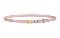 CELINE Sign Design Leather Belts Women's Pink Width 1.3cm