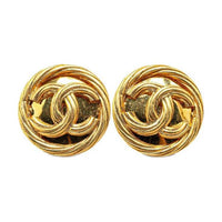 CHANEL 1993 Plated Cc Clip On Earrings Costume Earrings
