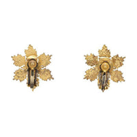CHANEL 2001 Plated Cc Snowflake Clip On Costume Earrings
