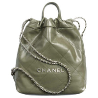 CHANEL 22Bag Calfskin Backpack Regular Women's Khaki