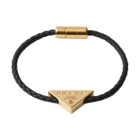 PRADA Metal Nappa Leather Bracelets Unisex Gold