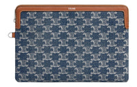 CELINE Fabric With Calfskin Clutch Small Size Women's Dark Blue