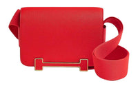 HERMES Geta Mysore Goat Skin Crossbody Bag Shoulder Bag Women's Red