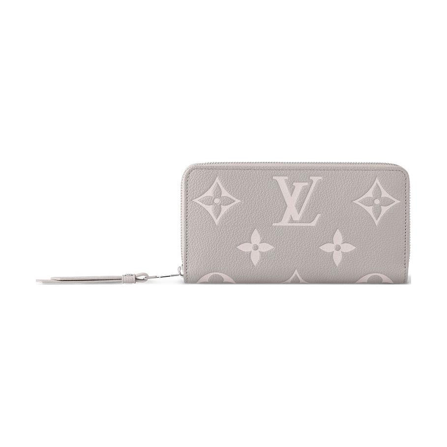 LOUIS VUITTON Zippy Cow Leather Wallet Women's Gray & White Quartz