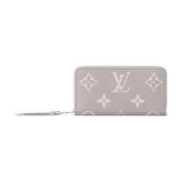 LOUIS VUITTON Zippy Cow Leather Wallet Women's Gray & White Quartz