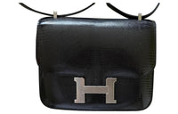 HERMES Constance Lizard Skin Shoulder Bag Crossbody Bag Mini Women's Noir Black