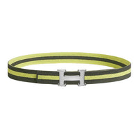 HERMES Nylon Belt Men's Green Width: 3.2CM