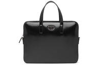 PRADA Leather Briefcases Handbags Men's Black