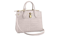 LOUIS VUITTON CITY STEAMER Matte Crocodile Leather One Shoulder Handbags Women's White