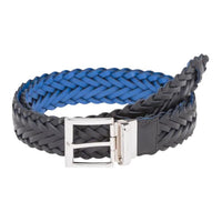 PRADA Cow Leather, Leather, Steel Metal Leather Belts Unisex Black Width 3.3cm