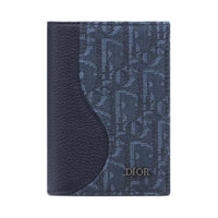 DIOR Cow Leather Card Holder Women's Marine Blue