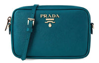 PRADA Saffiano Leather Shoulder Bag Women's Dark Cyan