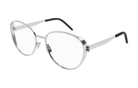 SAINT LAURENT Titanium Acetate Irregular Shape Eyeglass Frames Women's Silver