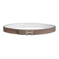 HERMES Palladium Leather Belts Women's White Umber Width 2.4CM