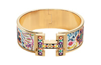 HERMES Enamel Gold-plated Bangles Women's Gold