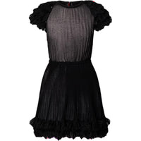 LOUIS VUITTON Ruffle Trim A-Line Knit Dress