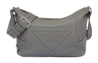 PRADA Leather Crossbody Bags Shoulder Bags Men's Gray