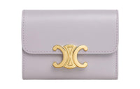 CELINE Triomphe Shiny Calfskin Wallet Women's Light Purple Lilac