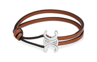CELINE Triomphe Clasp Bracelet In Calfskin And Brass With Rhodium Finish