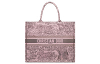 DIOR Embroidery Tote Bag, Shopping Bag, Handbag Large Size Women's Pink & Gray