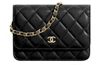 CHANEL WOC Lambskin Chain Wallet, Shoulder Bag, Crossbody Bag Mini Women's Black