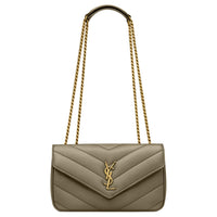 SAINT LAURENT Lambskin Shoulder Bag Small Size Women's Moss Green