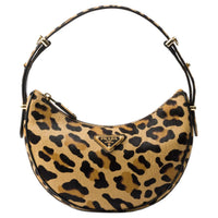PRADA Arque Printed Leather Shoulder Bag, Handbag, Shoulder Bag Women's Honey
