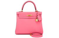 HERMES Kelly Swift Leather Kelly Bag Handbag Shoulder Bag Regular Women's Pink Gray