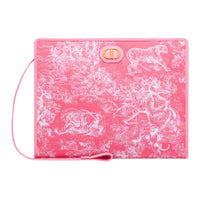 DIOR Toile De Jouy Jacquard Fabric Clutch Medium Size Women's Candy Pink