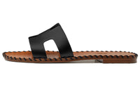 HERMES Oran Slide Slippers Women's Black Brown