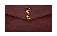 SAINT LAURENT UPTOWN Cow Leather Envelope Bag Clutches Small Size Women's Deep Red