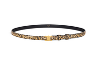 CELINE Leopard Print Pattern Pin Buckle Leather Belts Women's Gold -