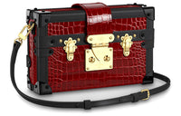 LOUIS VUITTON PETITE MALLE Crocodile Leather Shoulder Bag Regular Women's Red