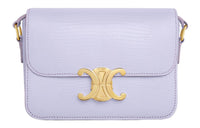 CELINE Triomphe Lizard Skin Shoulder Bag, Crossbody Bag Women's Light Lavender