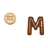 MIU MIU Leather Stud Earrings Women's Gold