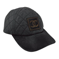 CHANEL Cotton Baseball Caps Women's Black