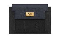 HERMES Kelly Pocket Cow Leather Wallet Women's Indigo