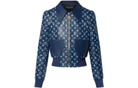 LOUIS VUITTON Leather Jacket Women's Blue